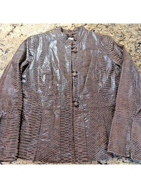 Medium Guillaume Womens Leather Jacket In Rare Snake Print Design Very Good